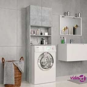 vidaXL Mobile Lavatrice Grigio Cemento 64x25,5x190cm Legno Multistrato