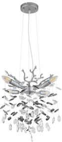 Globo 64138HS - Lampadario sospeso a cavo QUEENA 4xE14/40W/230V, finitura argento