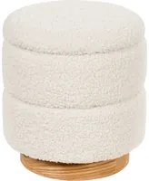 Pouf imbottito in morbido tessuto boucl bianco con contenitore elegante glamour camera da letto soggiorno