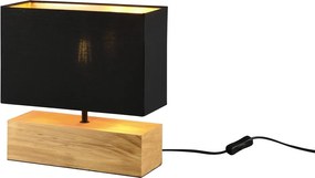 Lampada da tavolo nera/di colore naturale con paralume in tessuto (altezza totale 30 cm) Woody – Reality