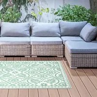 Esschert Design Tappeto da Esterno 182x122 cm a Tessere Verde e Bianco 433913