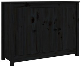 Credenza nera 100x35x74 cm in legno massello di pino