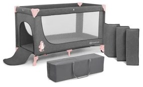 KINDERKRAFT - Lettino da viaggio JOY grigio-rosa