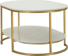 Tavolino da salotto bianco/dorato con piano in marmo 60x90 cm Izmir – Mauro Ferretti