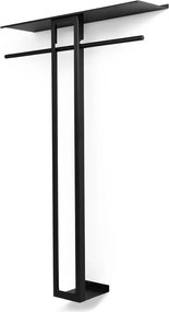 Attaccapanni da parete nero in acciaio con scaffale 100 cm Luno Large – Spinder Design