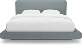 Letto matrimoniale imbottito azzurro 200x200 cm Linea – Micadoni