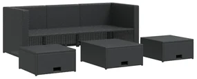 Set divani da giardino 4 pz con cuscini in polyrattan nero