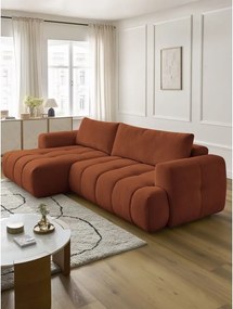 Divano angolare color mattone allungabile e con contenitore (penisola a sinistra/chaise lounge) Fuji – Bobochic Paris