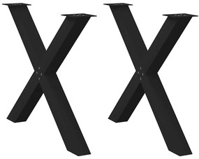 Gambe Tavolo Pranzo A Forma X 2 Pz Nero 90x(72-73) Cm Acciaio /