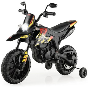 Costway Moto cavalcabile per bambini con licenza aprilia e 2 ruote aggiuntive, Moto elettrica 12V con musica