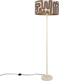 Lampada da terra Japandi Beige con paralume a righe marroni e beige 50cm - Simplo