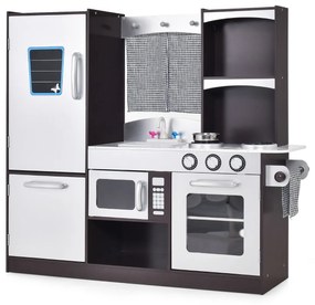 Costway Set cucina in legno per bambini, Cucina gioco con frigorifero giocattolo lavagna forno fornelli a gas 97x30x95cm