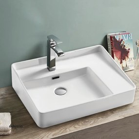 Lavabo D'Appoggio Rettangolare "Break The Rules" Da 59,5 Cm Ceramica In Finitura Bianco Opaco