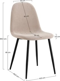 Sedia Da Pranzo Moderna In Tessuto Khaki Gambe Nere Irene - Set da 4 Pezzi