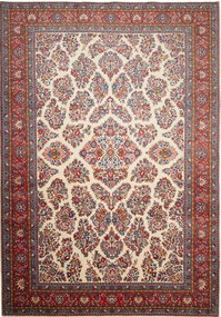 Sarouk Tappeto 350x240 Beige (Iran) Annodato A Mano