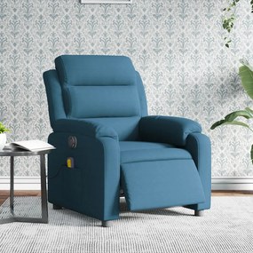 Poltrona Massaggiante Reclinabile Elettrica Blu İn Velluto /