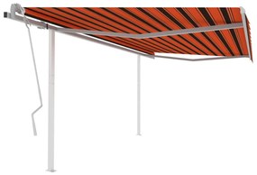 Tenda Da Sole Retrattile Manuale Con Pali 4x3m Arancio Marrone /