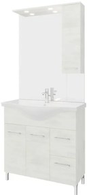 Mobile sottolavabo e lavabo con sifone Symoa per vasca centrale legno bianco in truciolare L 85 x H 81.5 x P 50.5 cm, 2 ante 2 cassetti