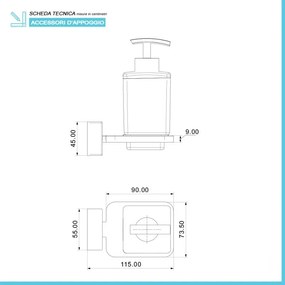 Dispenser sapone liquido a muro in acciaio cromo linea Velvet