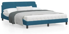 Giroletto Con Testiera Blu 160x200 Cm İn Velluto /