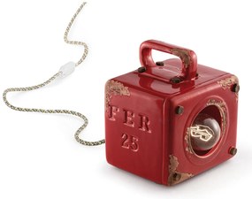 Lumetto Vintage Industrial Ferro E Ceramica Rosso 1 Luce E27
