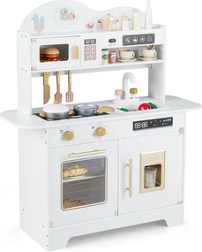 Costway Set cucina per bambini in legno con 17 accessori e fornello realistico, Cucina giocattolo per bambini 3+ anni 2 Colori