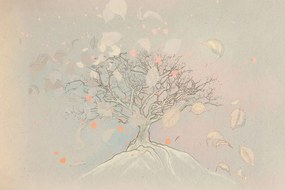 Carta da parati – Albero autunnale disegnato