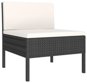 Set divani da giardino 6 pz con cuscini in polyrattan nero