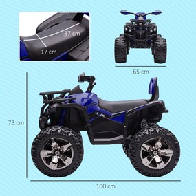 Quad Elettrico per Bambini 3-5 Anni a 12V con Fari e Pedale, in PP e Metallo 100x65x73 cm, Blu...