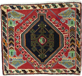 Shiraz Tappeto 60x70 Rosso (Iran) Annodato A Mano