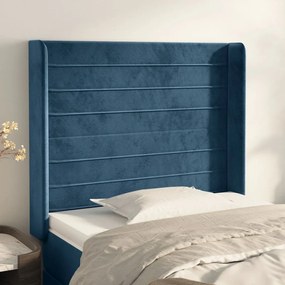 Testiera Ad Orecchio Blu Scuro 93x16x118/128 Cm İn Velluto /