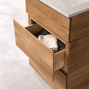 Tikamoon - Mobile per il Bagno in legno di rovere e battuto di terrazzo premium Moon da 60 cm