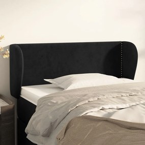 Testiera Ad Orecchio Nera 93x23x78/88 Cm İn Velluto /