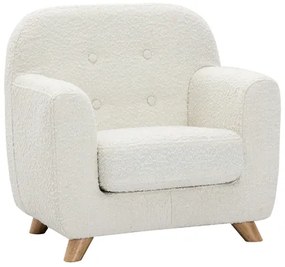 Sedia scandinava in tessuto effetto lana bouclé bianco e legno chiaro NORKID