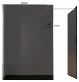 Box doccia walk-in Wens, vetro fumè 6 mm, H 200 cm, profilo bianco