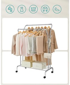 Appendiabiti da terra mobile LINEA, argento