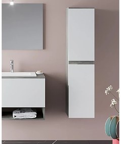 Colonna per mobile bagno Eva 2 ante P 33.5 x L 31.5 x H 138 cm bianco e rovere grigio