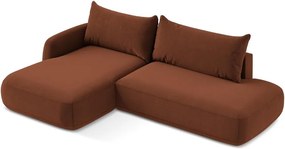 Divano angolare color terracotta allungabile (con penisola a sinistra/con chaise lounge) Hale – Makamii