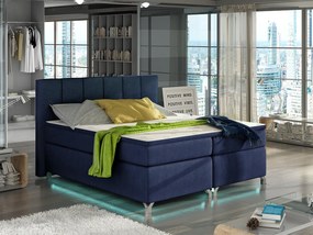 Letto matrimoniale boxspring Malindi - 160 x 200 cm , Tessuto pregiato blu