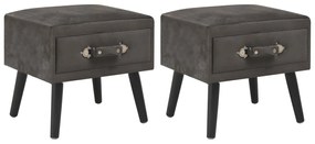 Comodini Grigi 2 Pz 40x35x40 Cm İn Velluto /