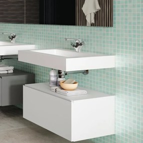 Mobile da bagno sotto lavabo VISOBATH element bianco laccato opaco L 80 x H 35 x P 45 cm 1 cassetto, lavabo non incluso
