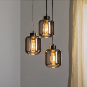 Eko-Light Lampada a sospensione Sombra, fumé, 3 luci, rotonda