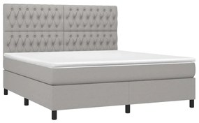 Letto a molle materasso e led grigio chiaro 180x200 cm tessuto