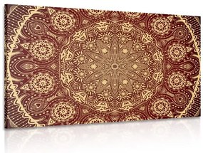 Quadro su tela – Mandala ornamentale con pizzo in bordeaux