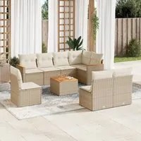 Set Divano da Giardino 9 pz con Cuscini Beige in Polyrattan 3258453