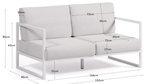 Kave Home - Divano 100% da esterno Comova 2 posti bianco ed alluminio bianco 150 cm