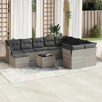 Set Divani da Giardino 11 pz con Cuscini in Polyrattan Grigio 3218602