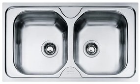 Lavello sottotop 2 vasche in inox argento FRANKE Onda Line L 50 x L 86 cm