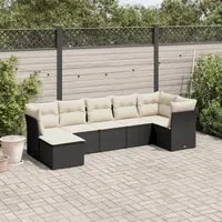 Set Divani da Giardino con Cuscini 7pz Nero Polyrattan 3249805