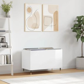 Mobile Porta Dischi Bianco Lucido 74,5x38x48 Legno Multistrato /